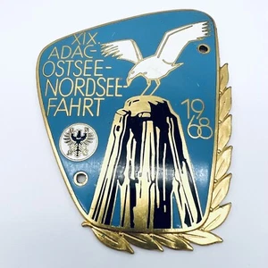 ADAC ENAMEL BADGE NORDSEE OSTSEE GERMNY 1968 BIRD STONE VW BEETLE PORSCHE 911 MB - Picture 1 of 10