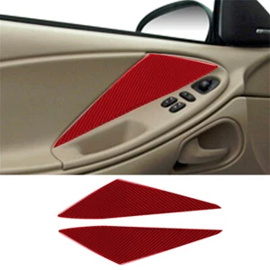 Red Carbon Fiber Interior Door Panel Decorative Cover For Ford Mustang 1994-2000 - Picture 1 of 12
