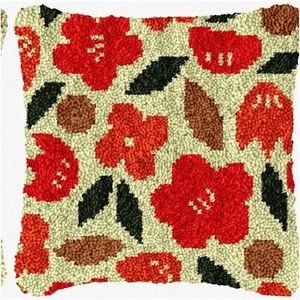 Floral Fantasy Latch Hook Pillow Kit - DIY Cushion Cover with Printed Canvas, Cr - Picture 1 of 7