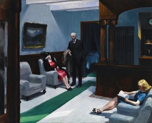 Hotel Lobby Painting by Edward Hopper Reproduction - Picture 1 of 3