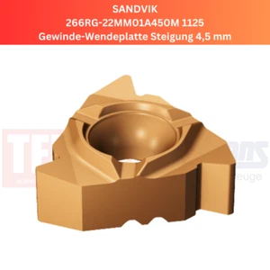 8 x SANDVIK 266RG-22MM01A450M 1125 Gewinde-Wendeplatte Steigung 4,5 mm - Picture 1 of 1
