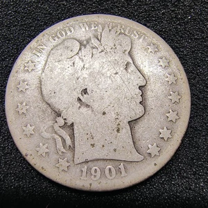 1901 S Barber Silver Half Dollar 50C -San Francisco - AG-G Cond - Semi Key Date - Picture 1 of 20
