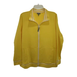 T Talbots French Terry Full Zip Jacke Damen XLP gelb Stretch Baumwolle Taschen - Bild 1 von 8
