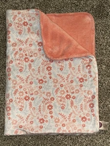 Parents Choice Coral Peach pink Floral Baby Blanket Flowers Orange white 30x40 - Picture 1 of 7