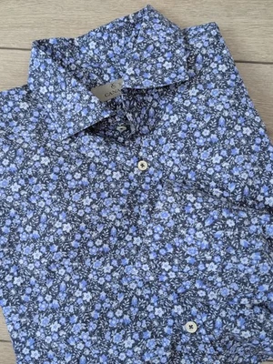 CANALI Blue Floral Button Down Dress Shirt XXL Italian Luxury Cotton - Image 1 of 4