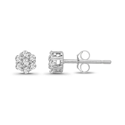 1.5Ct Lab Grown Diamond Composite Stud Earrings 14k White Gold For Women 2.05gm - Image 1 of 4