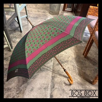 Paraguas largo GIANNI VERSACE diseño de patrón verde/rosa Foto 1 de 4