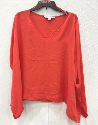 Blusa Camisa DVF Para Mujer Roja Sólida Calce Suelto Pequeña Sólida Calce Suelto Top Foto 1 de 4