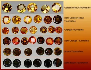 1x 2mm Natural Tourmaline Round Loose Gemstone Colors Orange Brown Golden Yellow - Foto 1 di 50