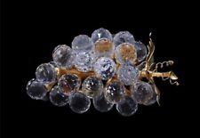 Swarovski Crystal Sparkling Fruit Collection 29 Grapes w/ Gold Leaves and Stem