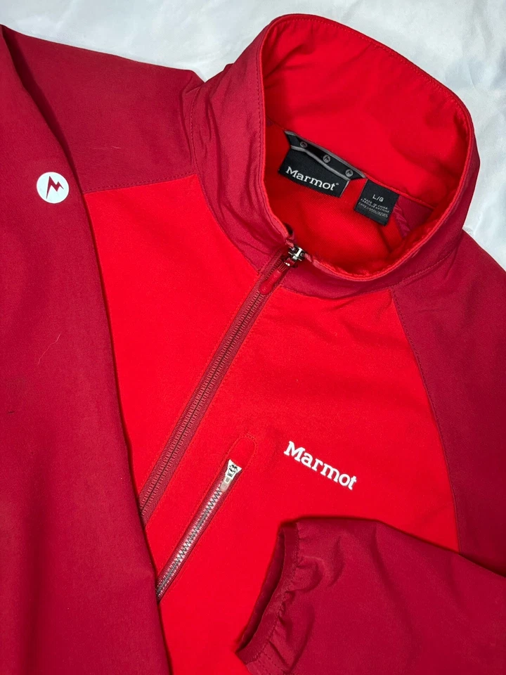 Marmot M3 Tempo Jacket Men’s Large Red Soft Shell Full Zip Stretch Coat Pockets - Image 1 of 4