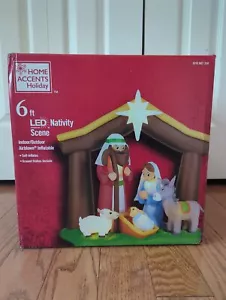 Home Accents Holiday 6 Ft. LED Nativity Scene Christmas Inflatable LED Gemmy - Picture 1 of 3
