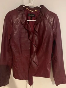 Giacca cappotto donna ESCADA pelle bordeaux zip intera taglia 36EUR USA 10 - Foto 1 di 3