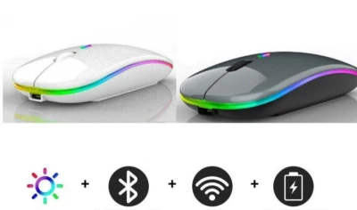 Slim Silent Rechargeable Wireless Mouse RGB LED USB Mice MacBook Laptop PC UK - Image 1 of 4
