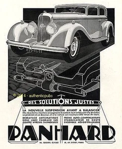 AUTOWERBUNG PANHARD VORDERRADAUFHÄNGUNG MIT BALANCIER VON 1933 FRANZÖSISCHES WERBEAUTO - Bild 1 von 1