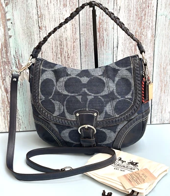 Nuevo con etiquetas Coach Poppy Denim Hobo 18991 - Lona exclusiva y cuero azul de 2011 Foto 1 de 4