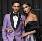 Men's Light Purple Suits Slim Fit Formal Business Groom Tuxedos Wedding Suit