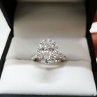 3Ct Oval Simulated Diamond Halo Engagement 14K White Gold Plated Gift SilverRing