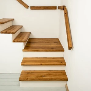Escalera encimera escalón de madera estante roble salvaje DL 4 cm claramente pintado - Imagen 1 de 9