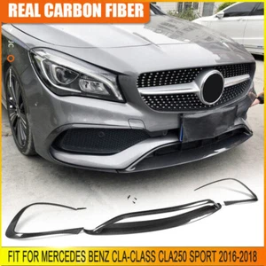 REAL Carbon Fiber Front Bumper Lip For Benz CLA-Class CLA250 Sport Sedan 2016-18 - Picture 1 of 12