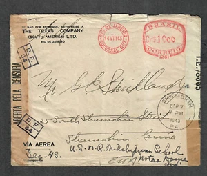 Brasilien Doppelzensur Brief Metered Mail 1943 - Bild 1 von 2