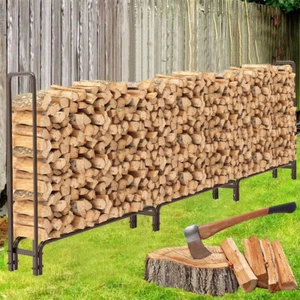 12FT Elevated Firewood Log Rack Store Heavy Duty Metal Fireplace Firewood Stand - Picture 1 of 12