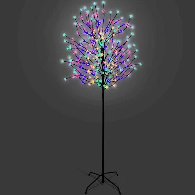 5/6/7 FT Cherry Blossom Tree Pre-Lit Outdoor Christmas LED Lights - Multi Colour - Image 1 of 4