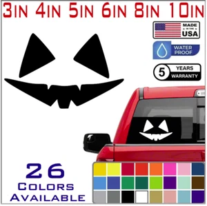 Pumpkin Face Vinyl Decal - Halloween Creepy Smile Scary - Die Cut Sticker (S13) - Picture 1 of 8