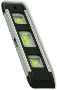 225mm MAGNETIC TORPEDO SPIRIT LEVEL Lightweight Small Brick Line 3 Vial Scaffold - Picture 1 of 4