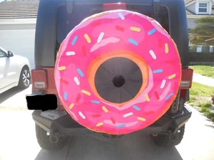 NEW Pink Frosted Donut Spare Tire Cover for Jeep Wrangler & Ford Bronco 36" 37" - Foto 1 di 2