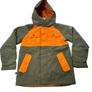 Burton Boys Ski Snowboarding Army Green / Orange Jacket Medium 10 / 12 - Picture 1 of 13