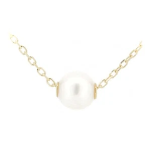 Collar de perlas Mikimoto 7,1 mm perla única oro amarillo 18k - Imagen 1 de 6