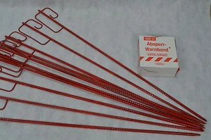 Set 10 Einschlagpfosten Haltepfosten 130 CM mit 500 Meter Warnband Absperrung - Bild 1 von 5