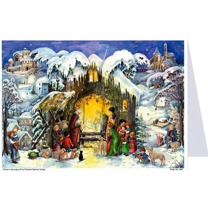 +  ADVENTSKALENDER  als Postkarte "JESUS IST GEBOREN" 40557 - Bild 1 von 1