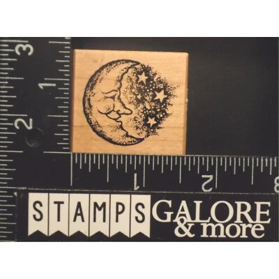 PSX Rubber Stamps C-881 CELESTIAL SMILING MOON & STARS #W21 - Image 1 of 2