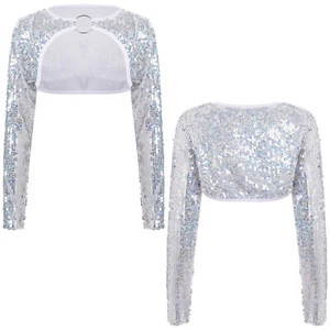 Kids Girls Crop Top Party Bolero Hip Hop Jacket Formal Shrug Cover Up Blouse - Picture 1 of 22