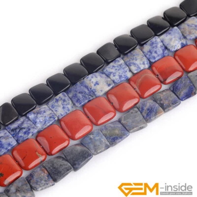 Natural Agate Jasper Gemstone 16mm Square Flat Loose Beads Jewelry Making 15" - Image 1 of 4