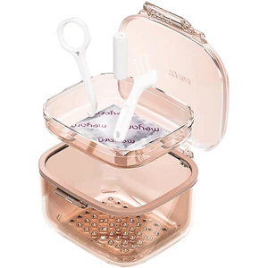 Denture and Retainer Cleaning Case with Drain Tray - Orange - Picture 1 of 12