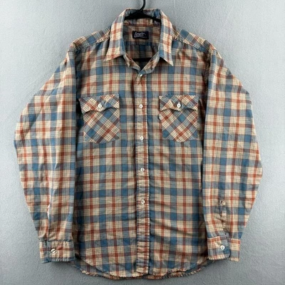 Vintage Levis Shirt Mens Large Blue Plaid Button Up Lightweight Western - Image 1 of 4
