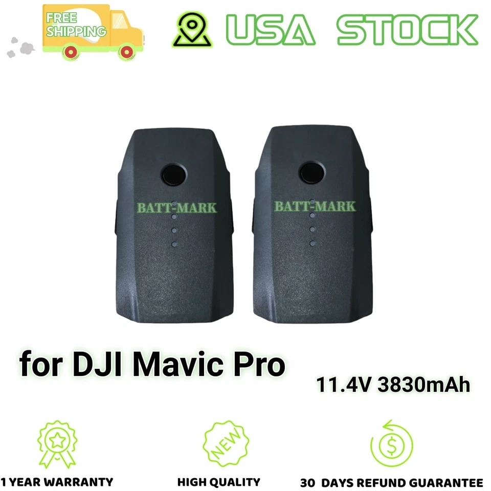2PCS New 11.4V 3830mAh Mavic Pro Premium Compatible Drone Battery for DJI - Image 1 of 4