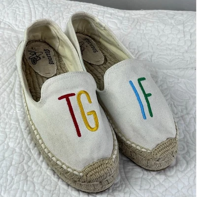 Soludos Mujer 8.5 Crema Alpargatas Sin Cordones Verano Vacaciones Mocasín con TGIF Foto 1 de 4