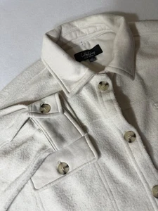 Coffee Shop Fleece Long Sleeve Shacket Cream Colored Women’s Size Medium - Picture 1 of 10