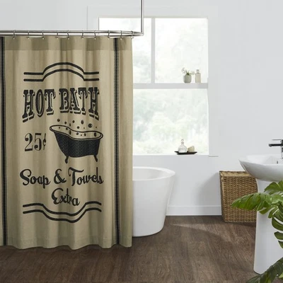 Cortina de ducha vintage de baño rural 72x72 Foto 1 de 2