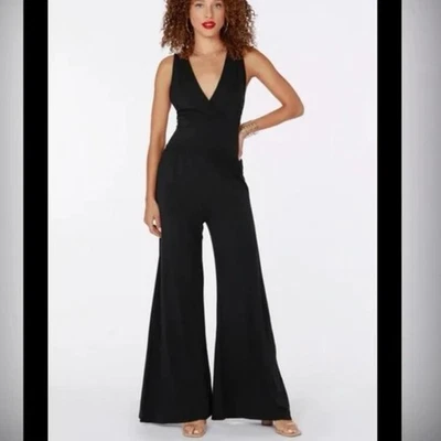 NUEVO CON ETIQUETAS Mono Negro Elástico Pierna Ancha Cuello en V Excedente Bobi Los Angeles, Talla S. Foto 1 de 4