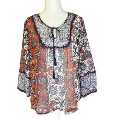 Top túnica grande boho borla manga 3/4" estilo vestido informal niña Krazy para mujer Foto 1 de 4