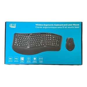 Adesso WKB-1500GB Wireless Ergonomic Keyboard And Mouse Open Box New Tested - Picture 1 of 2