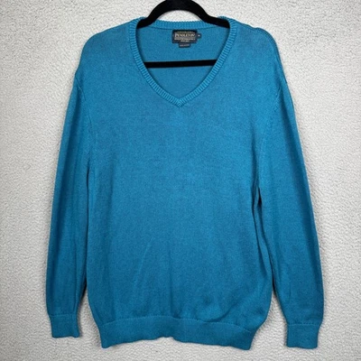 Pendleton Sweater Men M Blue Pullover Cashmere Blend V Neck Preppy Quiet Luxury - Image 1 of 4
