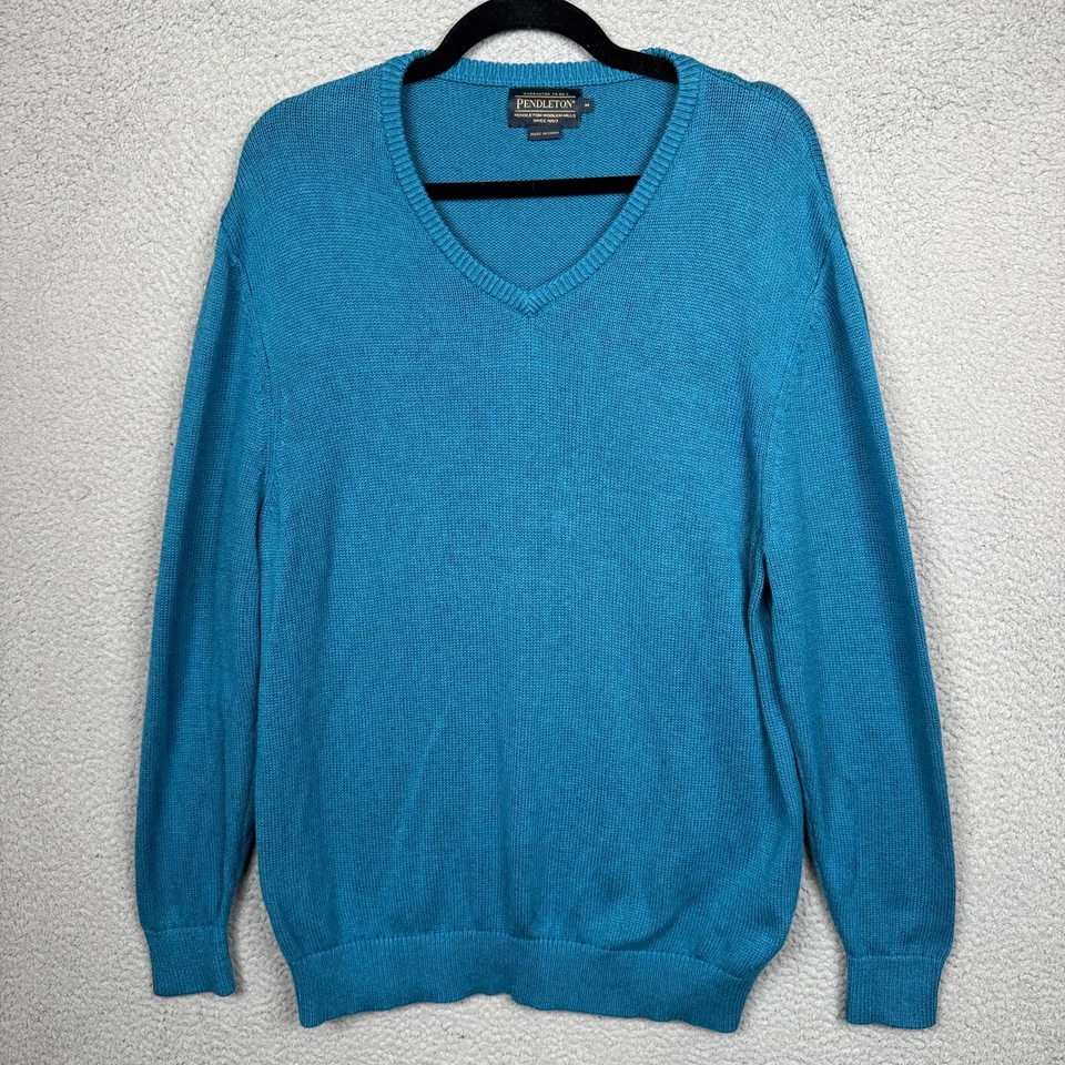 Suéter Pendleton Hombres M Azul Pullover Mezcla Cachemira Cuello en V Preppy Silencioso Lujo Foto 1 de 4