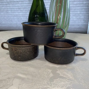 3 Arabia Of Finland Ruska Coffee Cups 3.25 Inchs Tall $ Inchs Across The RIm - Picture 1 of 7