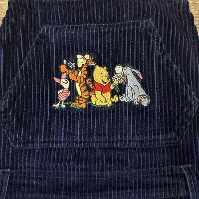 Vintage Disney Winne The Pooh Corduroy Overalls Navy Blue Size 16 Youth Kids - Image 1 of 4